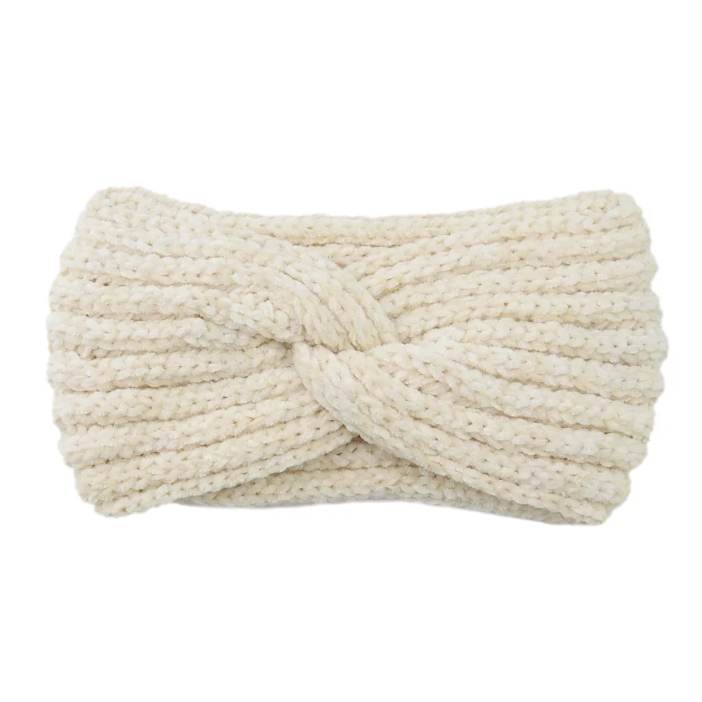 Winter Wool Knitted Headband for Women, Ear Warmer
