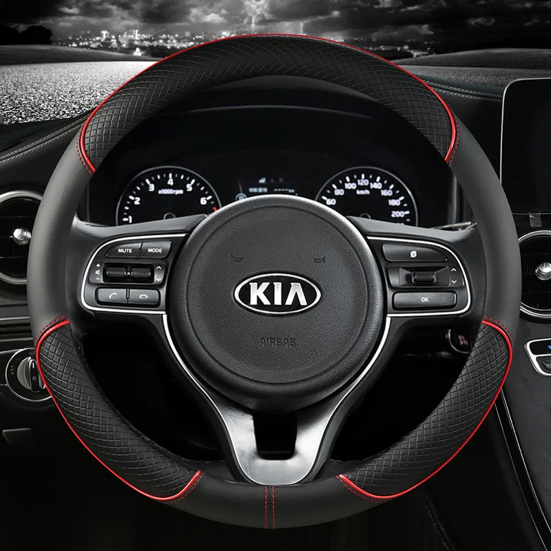 Pu Leder Auto Lenkrad abdeckung 38cm für kia rio 2 3 4 x Linie kombi Limousine k2 k3 k4 k5 kx1 kx3 kx5 sportage Autozubehör – Detail 2