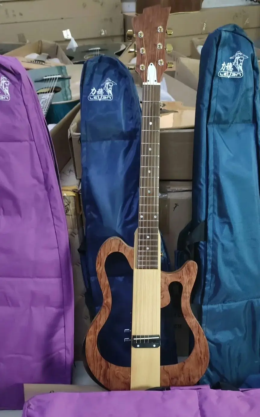 

Electric Travel Guitar with Silent Nylon String, Headless Acoustic, Portable and Foldable, 21 Fret, 21 Fret, ST Classical Guitar