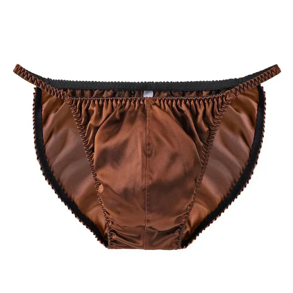Hot Sale New Fashion Men Briefs Thongs Bikini Breathable Lingerie M-2XL M-XXL Mens Panties Pure Silk Underpants