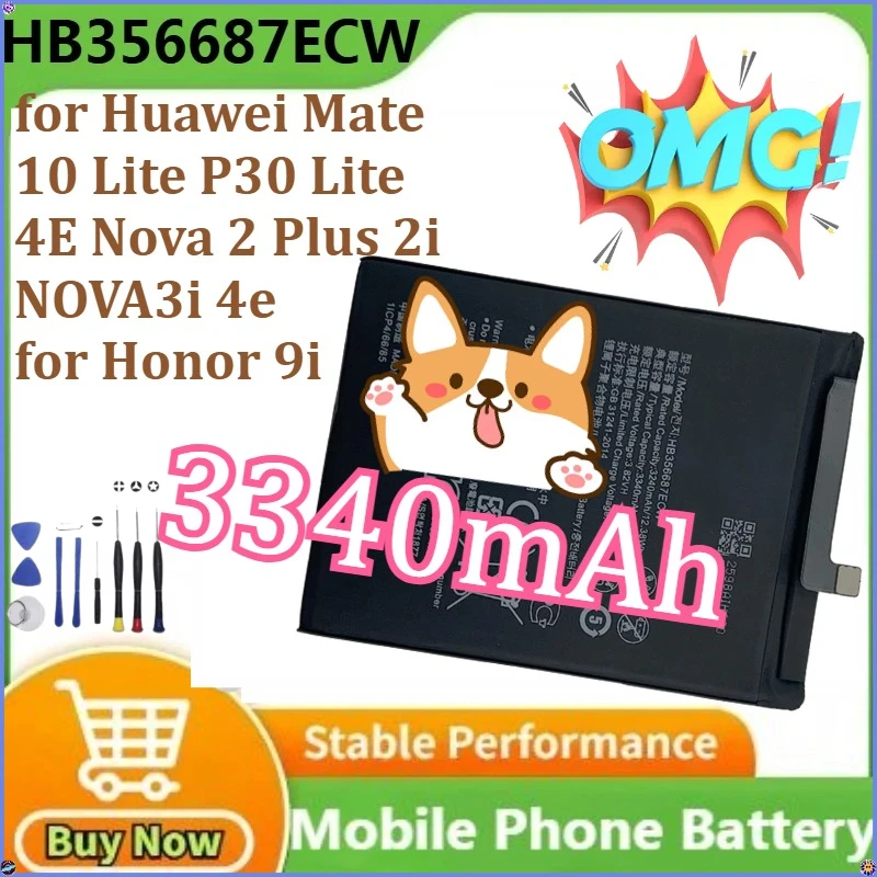 بطارية HB356687ECW لهاتف هواوي ميت 10 لايت P30 لايت 4E Nova 2 Plus 2i NOVA3i 4e / لبطاريات الهاتف المحمول Honor 9i + أدوات