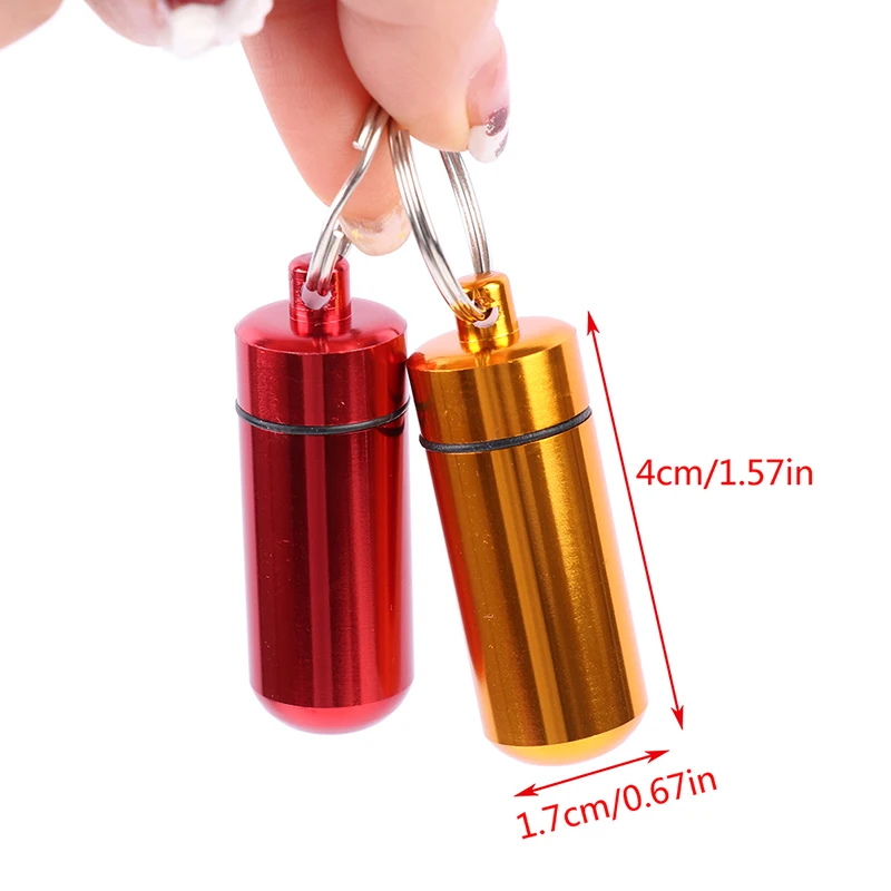 Keyring Tablets Medicine Container Pill Box Aluminium Key Chain Drug Holder