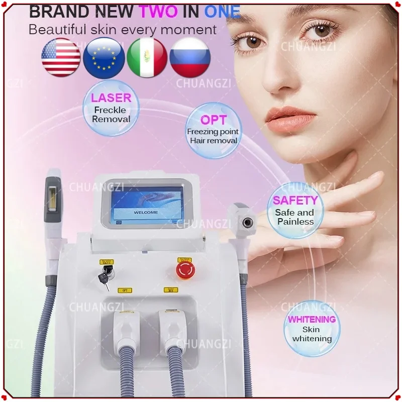 

2in1 Opt profession Laser Hair Remover Machie Portable Ipl epilation Tattoo Remove Machine Wrinkle Freckle pigments removal