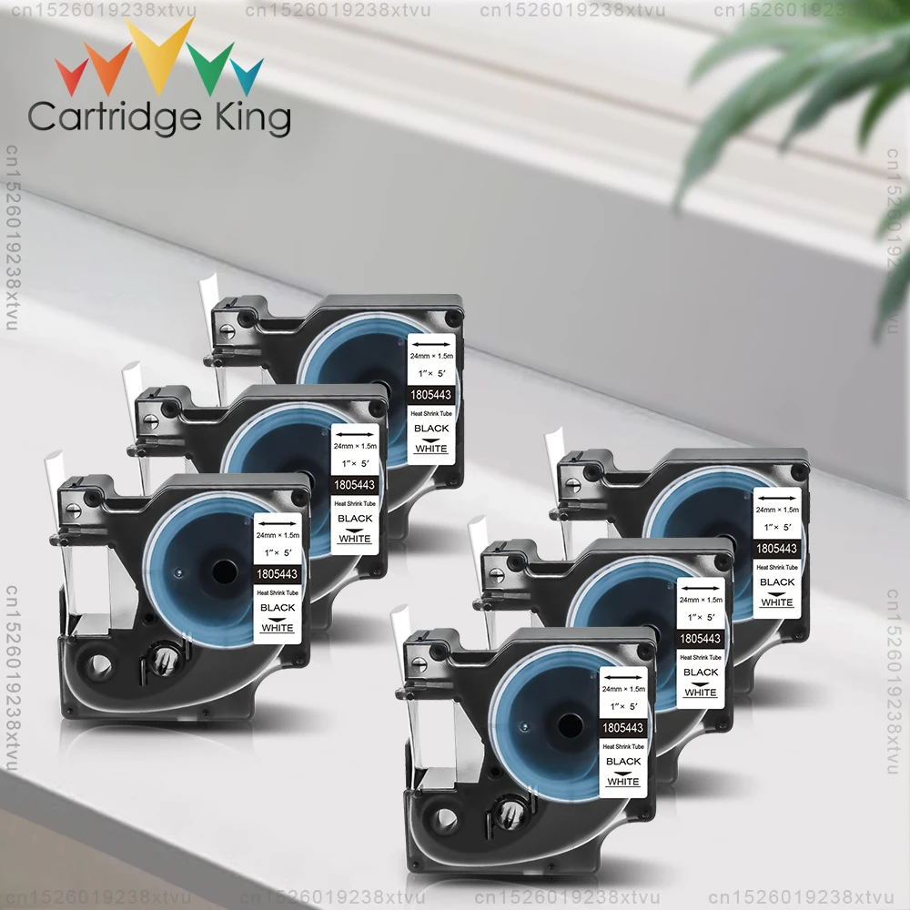 6 pieces 6/9/12/19/24mm DYMO Rhino Industrial Heat Shrink Tube Labels 18051 18053 18055 18057 1805443 for Dymo Rhino Label Maker