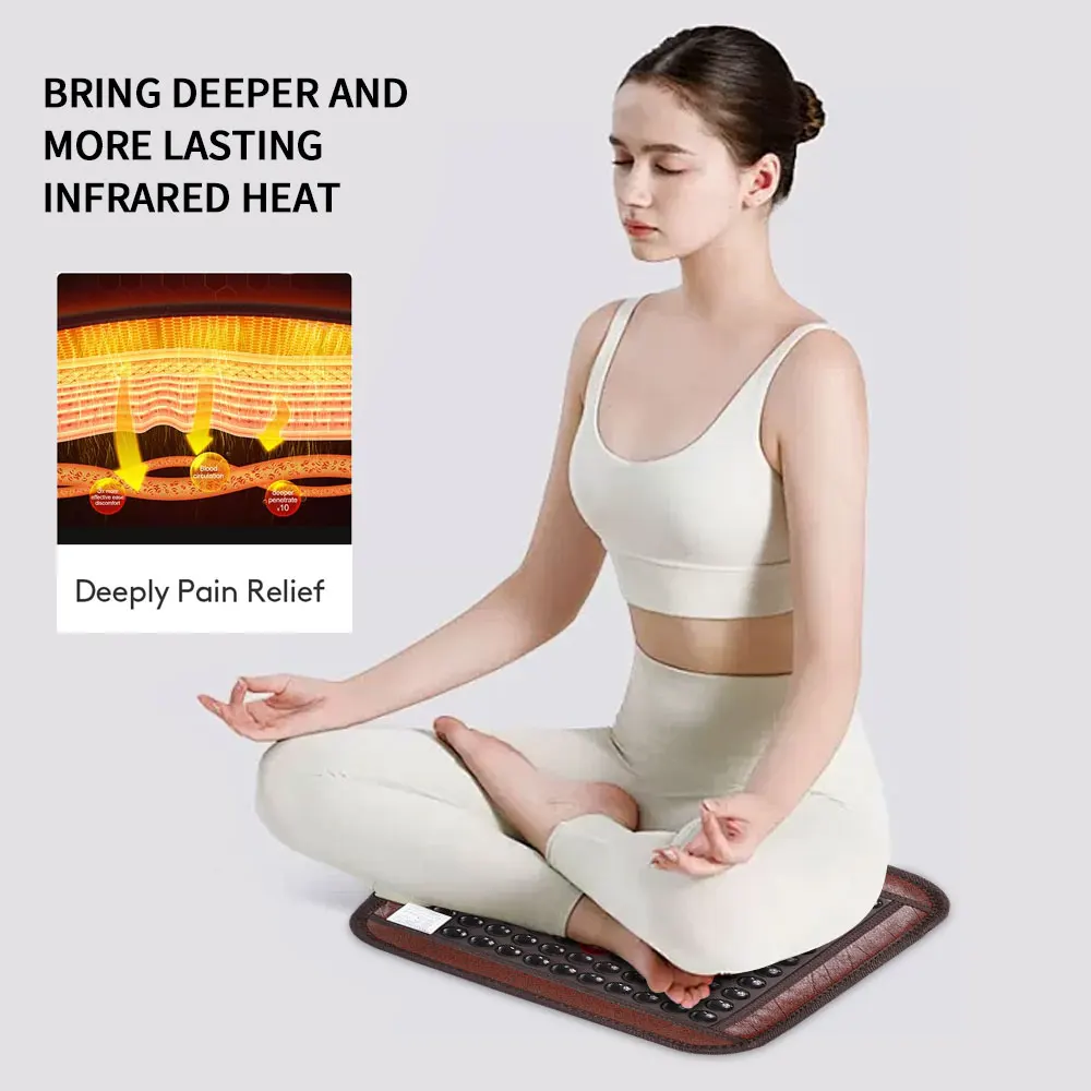 

Инфракрасный турмалиновый нагревательный коврик 45x45 см, большая массажная подушка для акупрессуры для облегчения боли в спине, шее, плечах