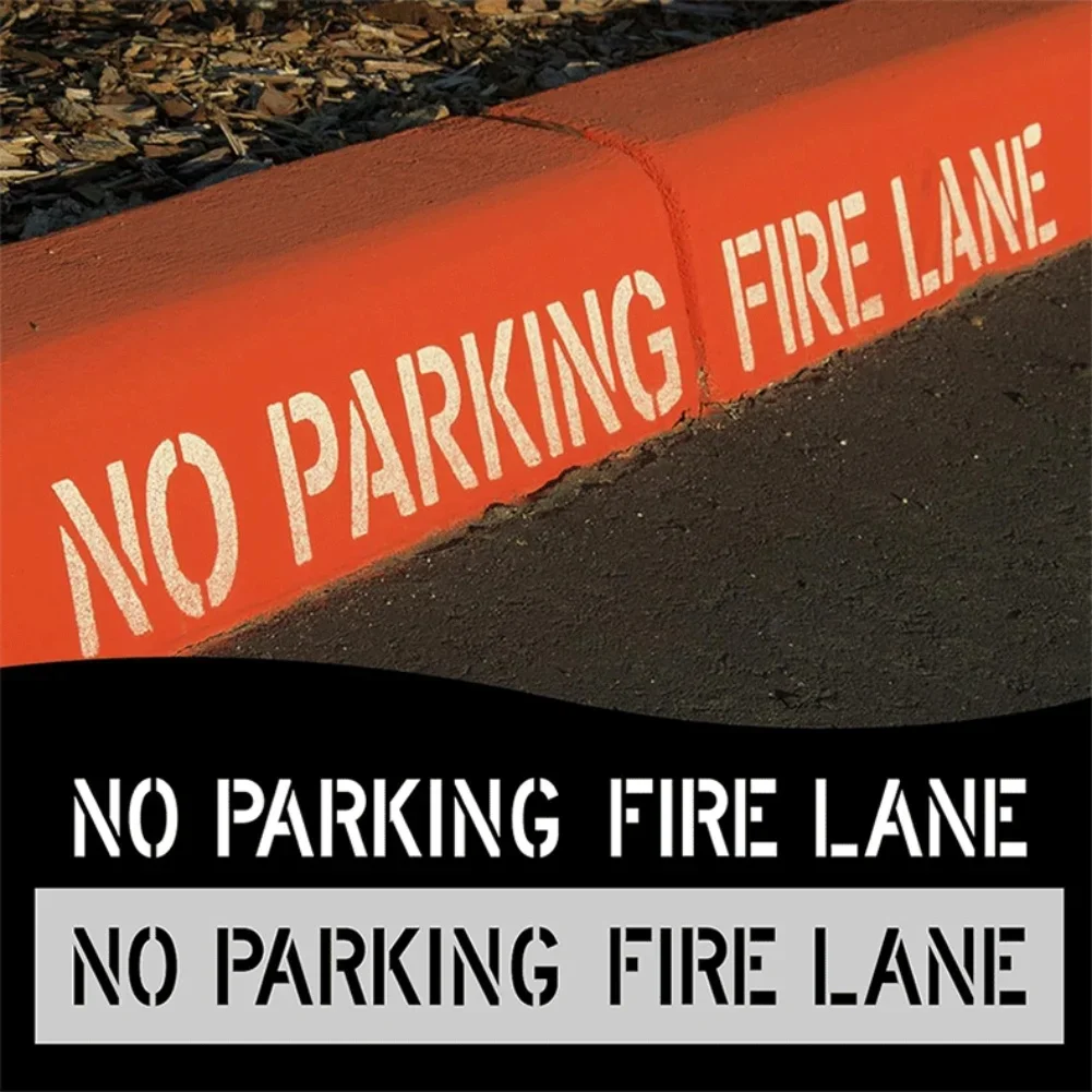 No Parking Fire Lane Stencil for Asphalt Concrete Pavement Foldable for Efficient Use in Parking Lot Safety Markings