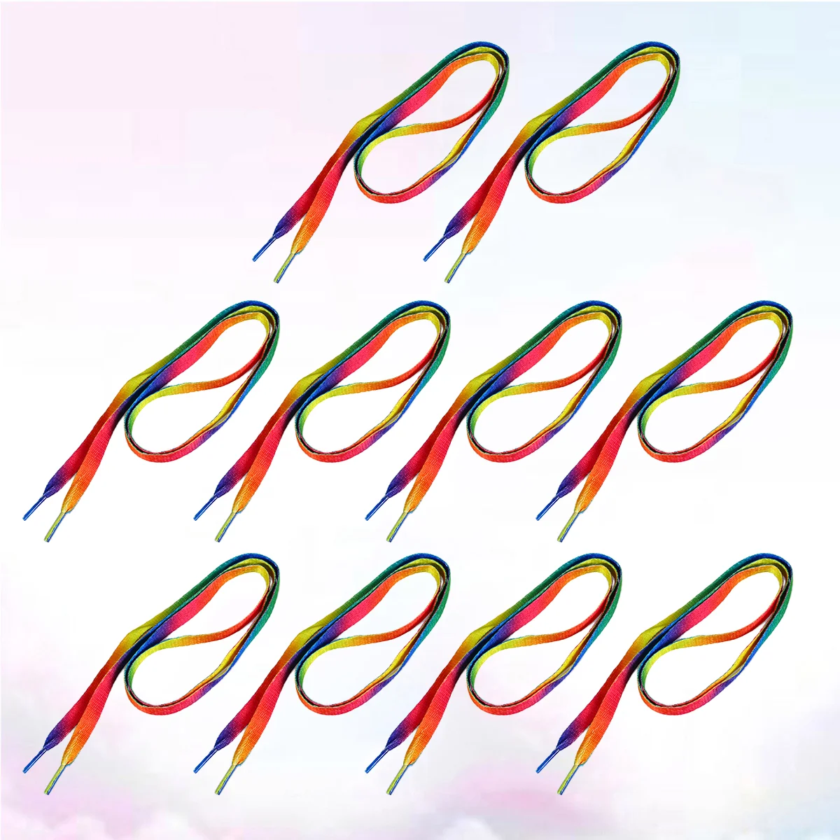 

10 Pairs Elasticity Printing Child Shoe Laces Flat Shoelaces for Kids 8000X080X010CM Athletic Rainbow Sneakers