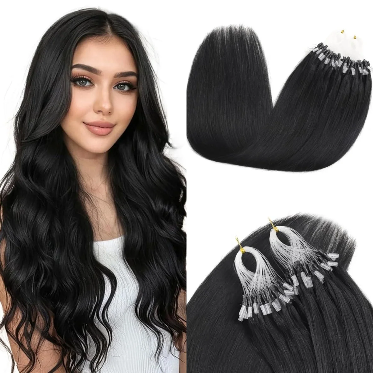 

Наращивание волос Micro Loop: Невидимые нано-кольца, 12, 16, 20 дюймов, прямые, натуральные волосы, 30 г/упаковка, микролинки для наращивания волос