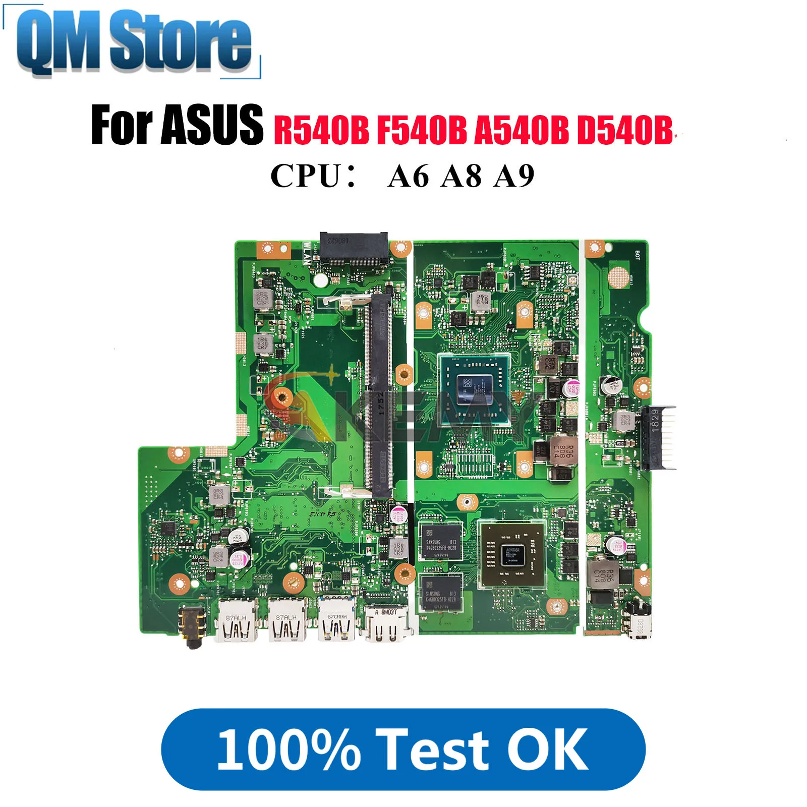 

X540BP Laptop Motherboard For ASUS VivoBook X540B D540B F540B R540B A540B X540BP Mainboard With A6 A8 A9 CPU 100% tests OK stk