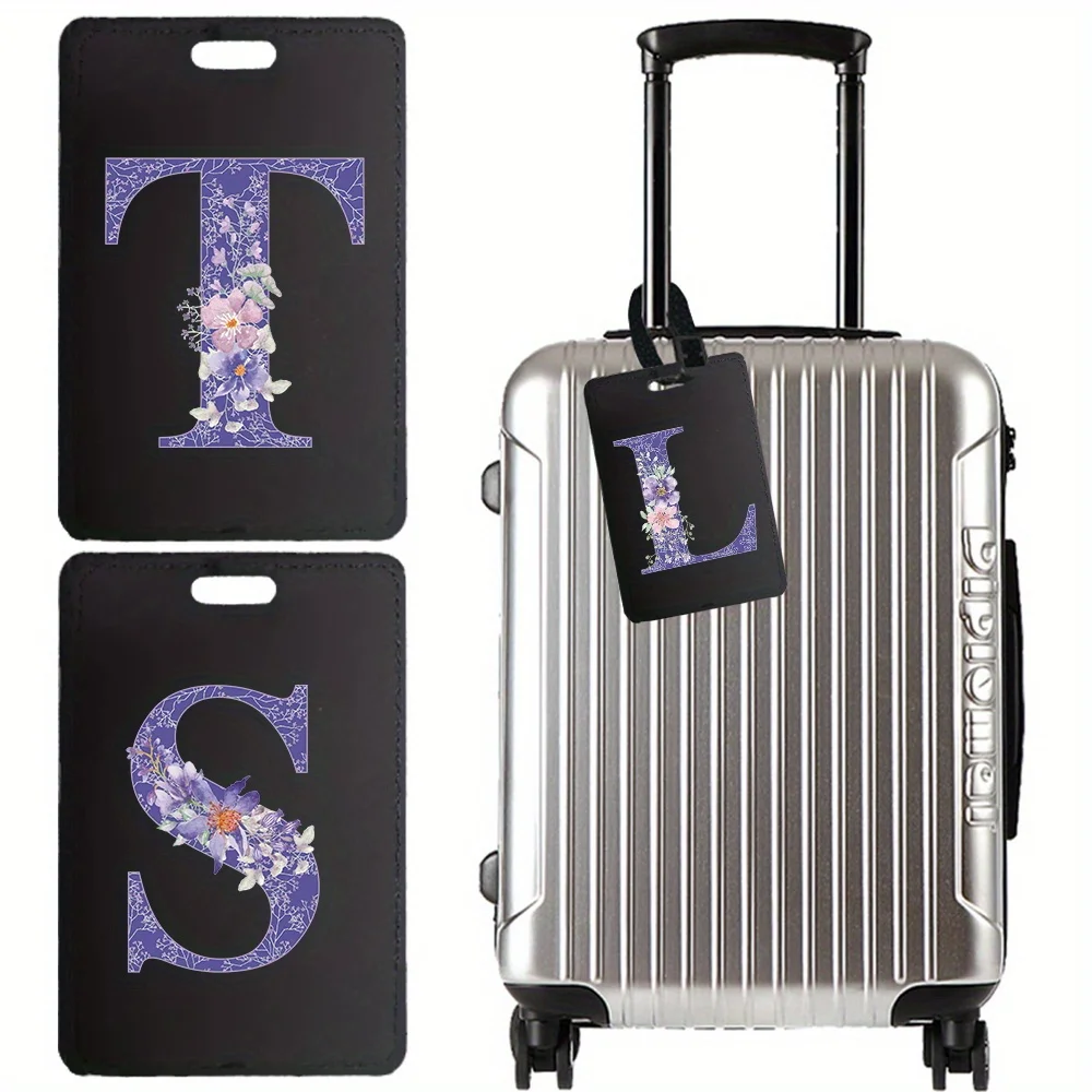 

Luggage Tag Pass Personalized Luggage Baggage Boarding Tag Portable Outdoor Accessories ID Address Holder Purple Flower Pattern
