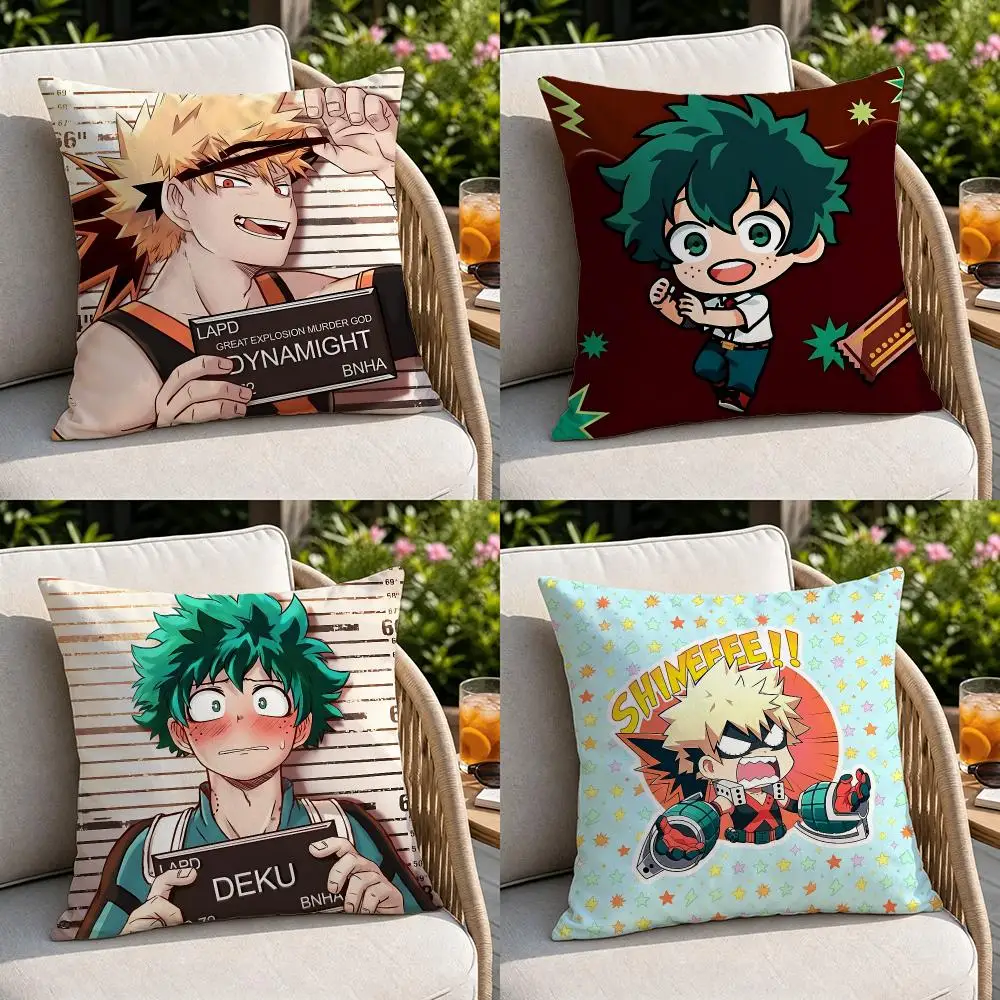 Anime-My Hero AcademiaS Cushion Cover Soft Square Throw Pillow Covers Set for Sofa Bedroom Car Home Decoration