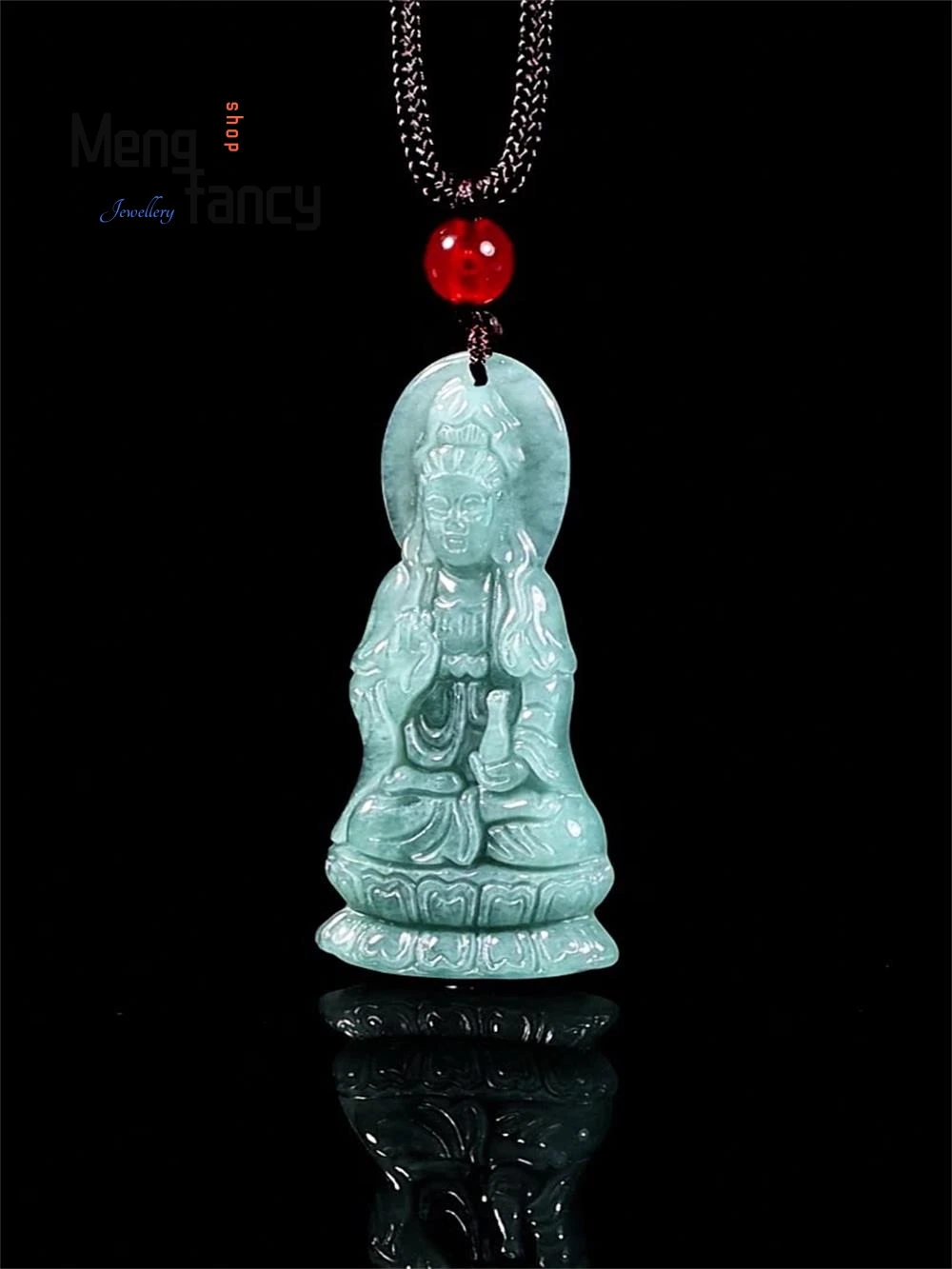 

Genuine Natural A-grade Jadeiet Blue Water Pure Bottle Guanyin Bodhisattva Ice Type Jade Pendant High-grade Fashion Fine Jewelry