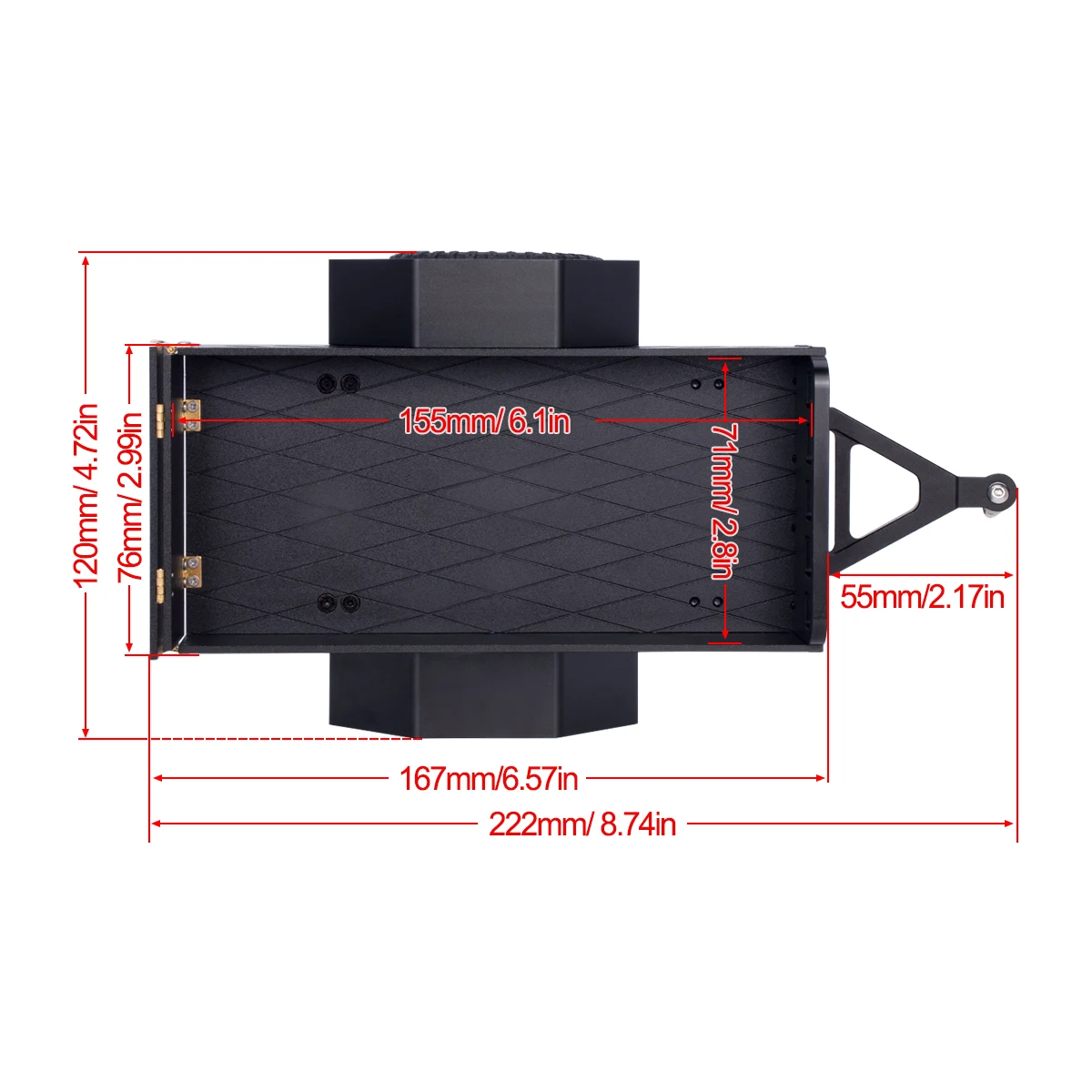 Obrabiana aluminiowa przyczepa użytkowa z głowicą kulową do małego gąsienicy RC w skali 1/18 1/24 TRX4M FCX18 Redcat Ascent-18 SCX24