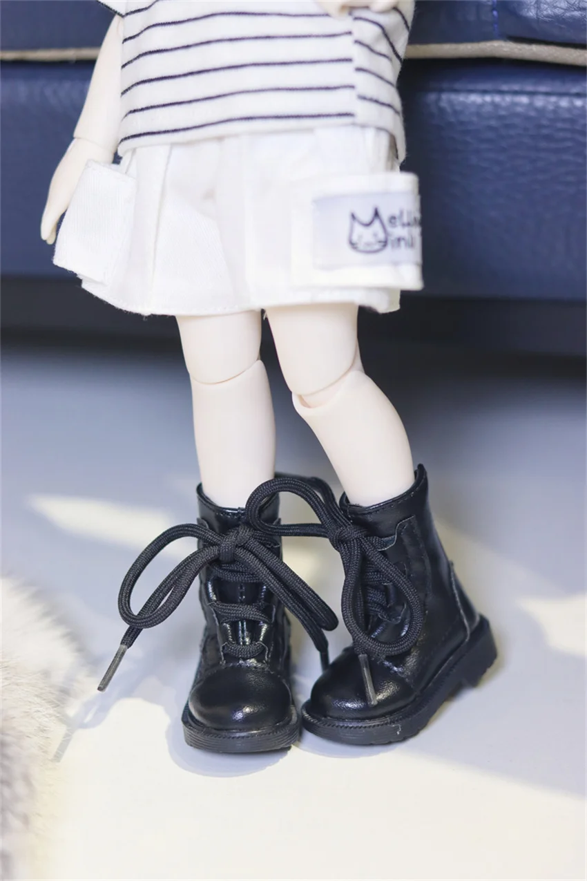 

1/4 1/6 BJD Doll Shoes Lace Up Ankle Boots In Stock Oxford Thick Soft-soled Boy Girls Black Daily Toy Gifts bjd Doll Accessories