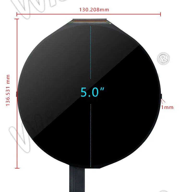 Imagem -03 - Wisecoco-tela Circular Redonda Lcd para Veículos Elétricos Placa Interface Painel de Toque Resolução 1080x1080 Ips Casa Inteligente