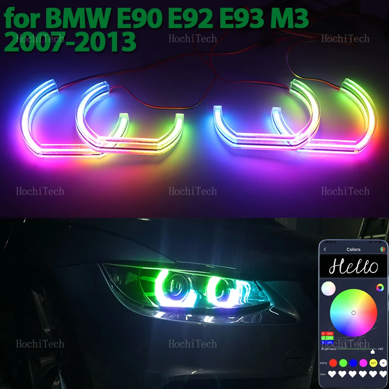 

For BMW 3 Series E90 E92 E93 M3 2007-2013 Coupe Cabriolet Sequential App control LED Angel Eyes Bulb Ring turn signal DRL Lamp