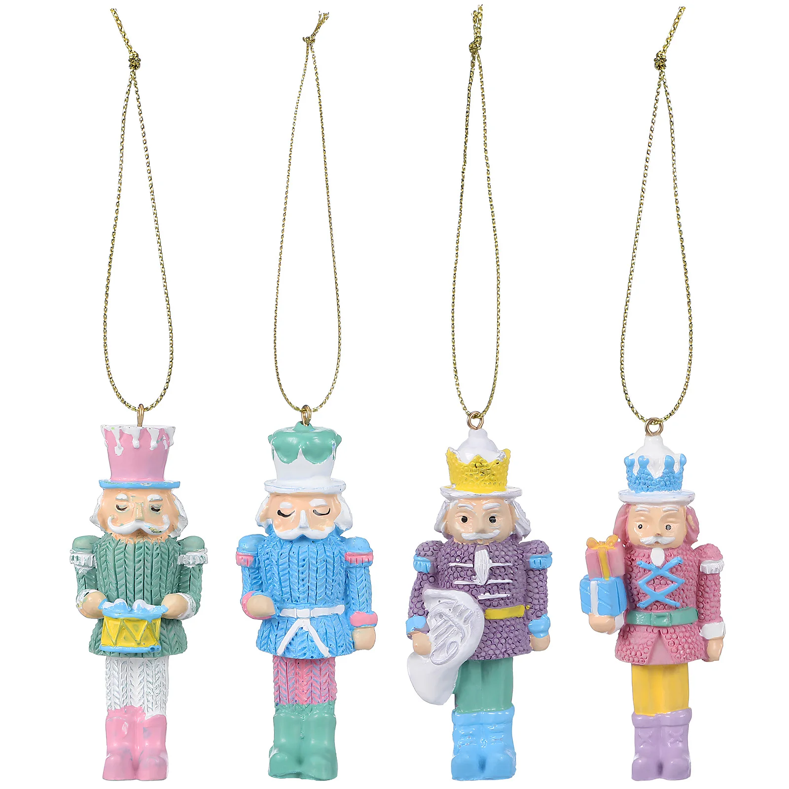 

4Pcs Resin Nutcracker Christmas Decorations Cute Hanging Nutcracker Figures Christmas Tree Ornaments Holiday Decor