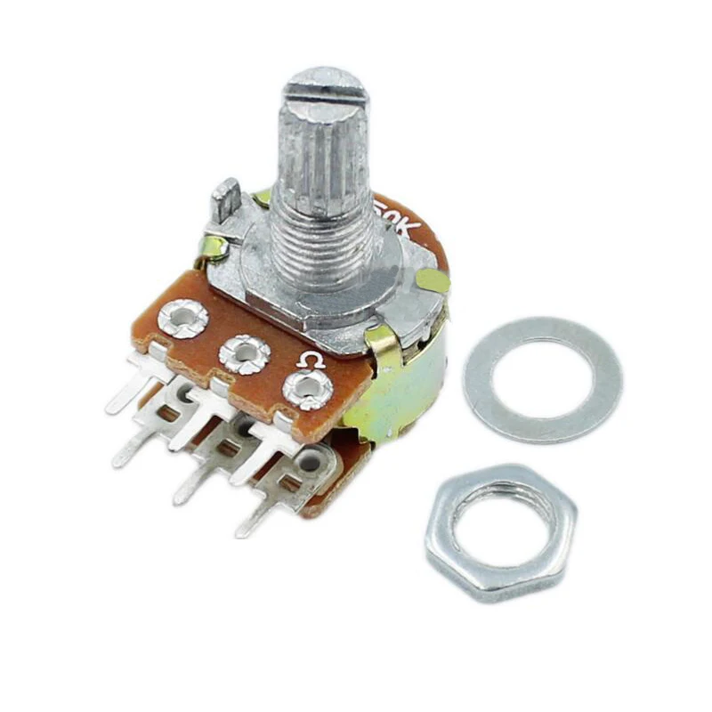 5pcs WH148 B1K B2K B5K B10K B20K B50K B100K B500K 6Pin 15mm Shaft Amplifier Dual Stereo Potentiometer 1K 2K 5K 10K 50K 100K 500K