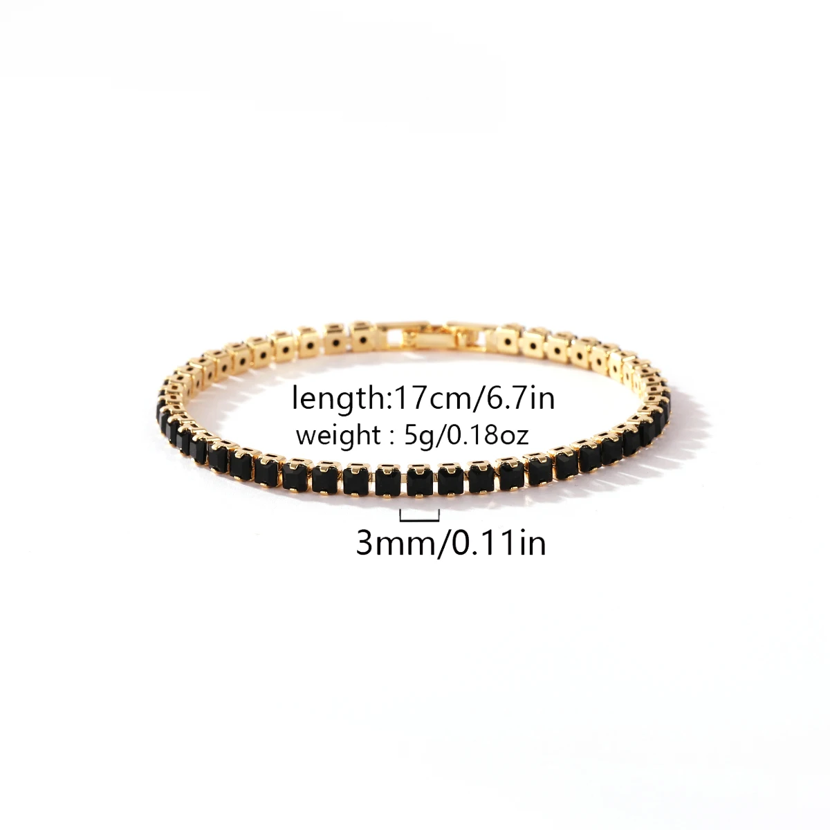 18K Vergoldete Schwarze Iced-Out Zirkonia Tennis-Armbänder für Damen und Herren, Kristall Verstellbares Armband, Hippie-Schmuck – Detail 9