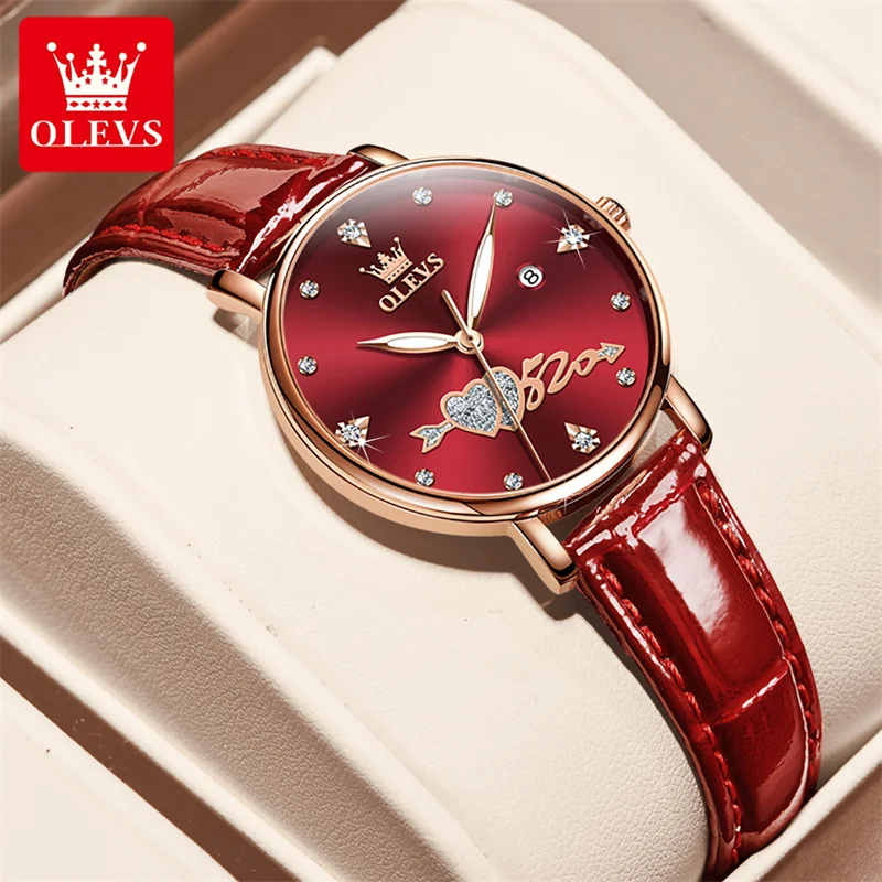 OLEVS Women Watch Heart Pattern Romantic WristWatch Fashion Ladies Watch Rose Clock for Women Relogio Feminino Montre Femme