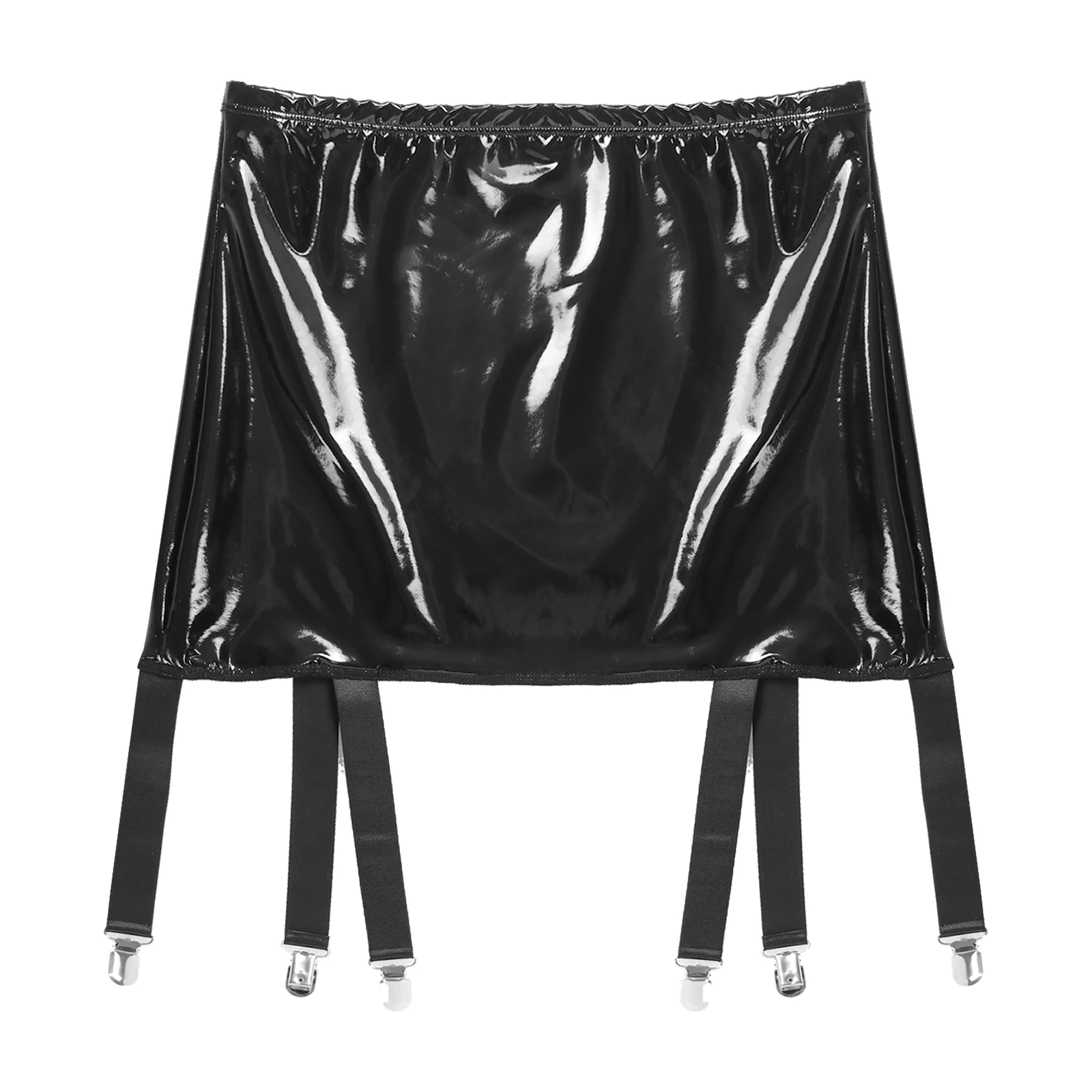 Women\'s Garters Patent Leather Garter Belt High Waist Suspenders Underwear Shorts for Nightclub Rave Party Pole Dancing Costume