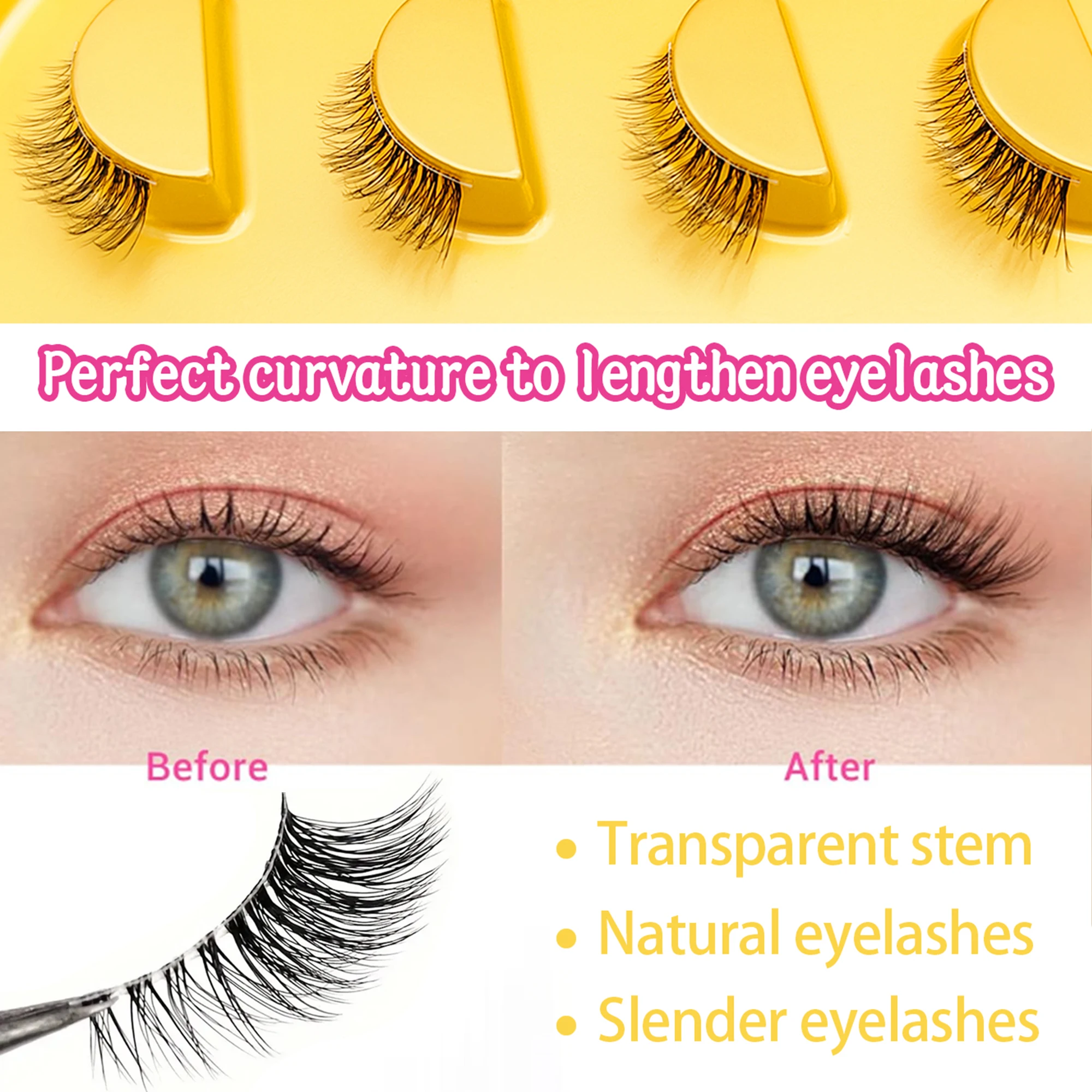 5 Pairs Half Lashes Clear Band Soft Natural Cat Eye Lashes Makeup Tool Extension Fluffy Faux Mink Lashes Cat Eye Short Soft