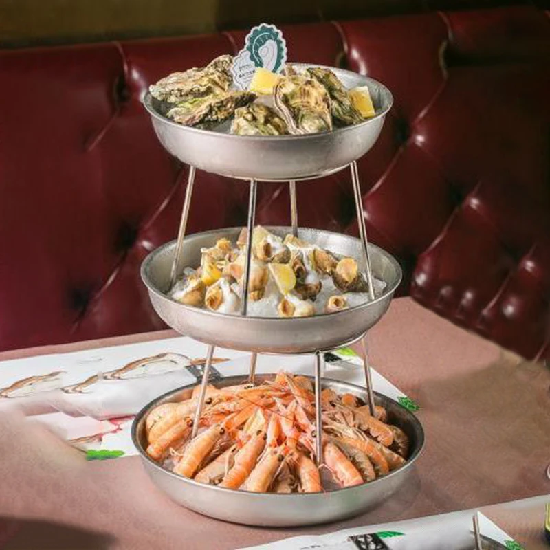 Creative fashion tableware, Western food, seafood tower, oyster tower, three-story steel snack platter