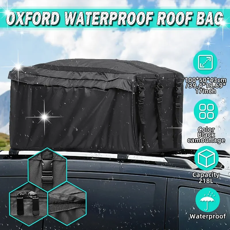 100X50X43cm Car Roof Top Bag Oxford Waterproof Roof Top Bag Rack Cargo Carrier Baggage Bag Rack Storage Luggage Car Travel