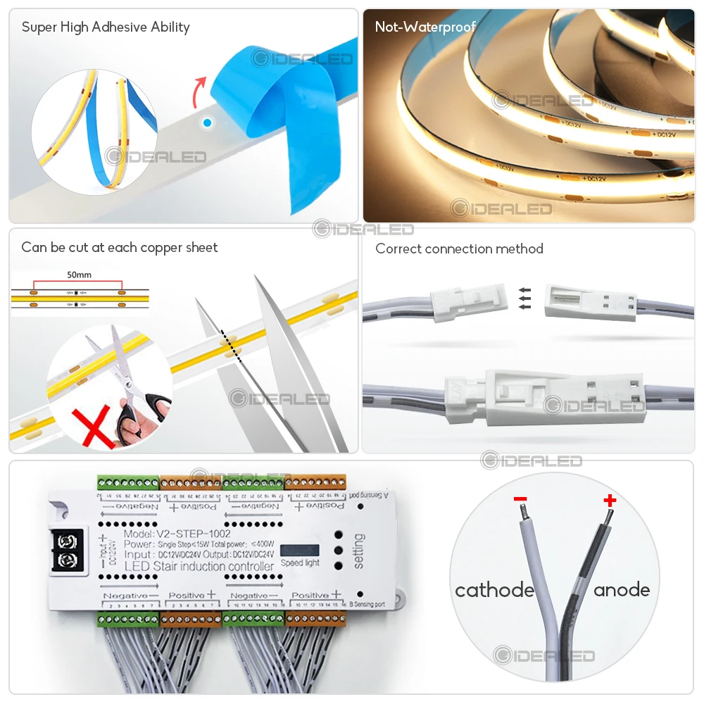 Stair Light Strip LED Motion Sensor 32 Channel Controller Indoor Motion Night light 12V/24V Flexible Strip for Stair Lights