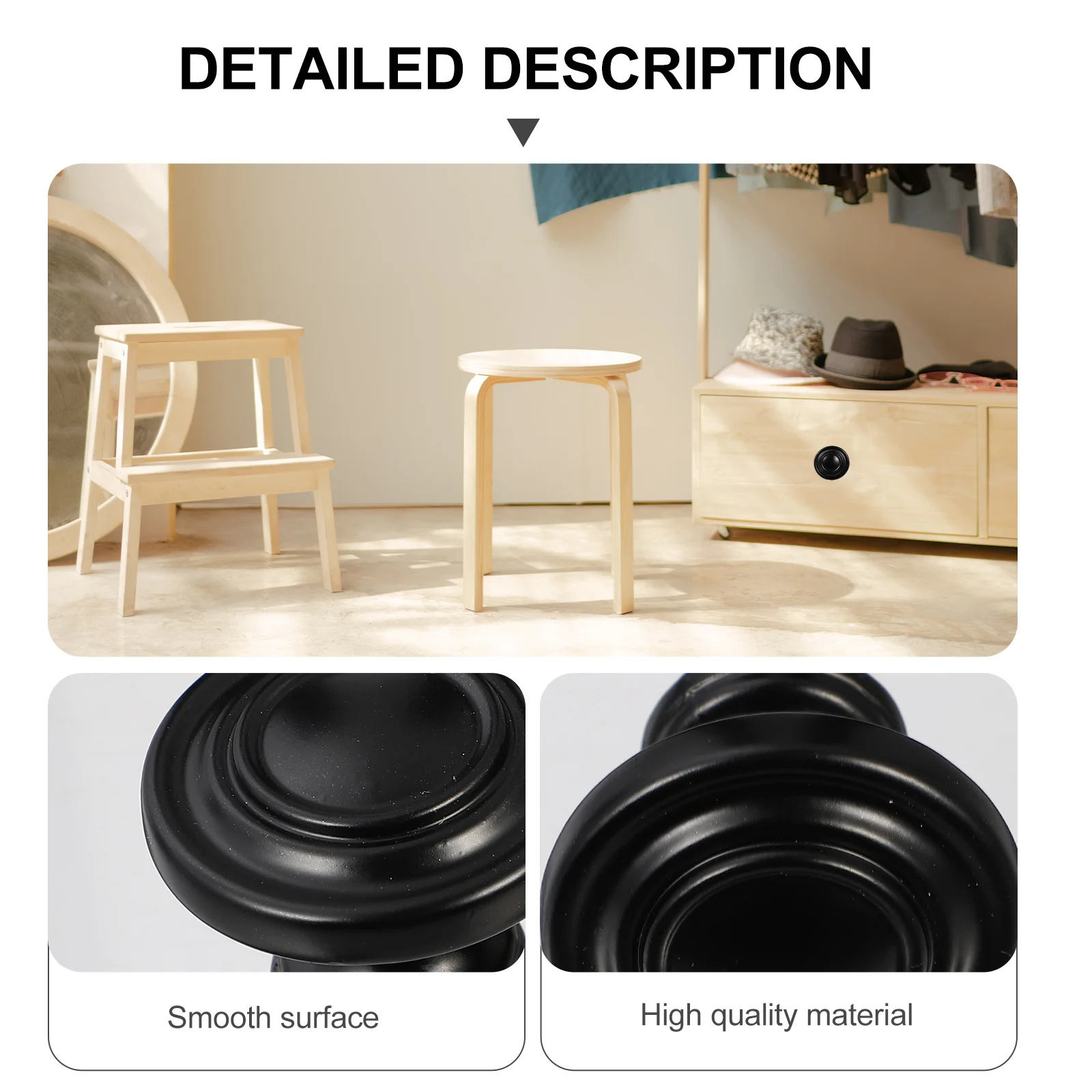 

12 Pcs Kitchen Handles Drawer Multi-functional Dresser Knobs Black Simple Pulls