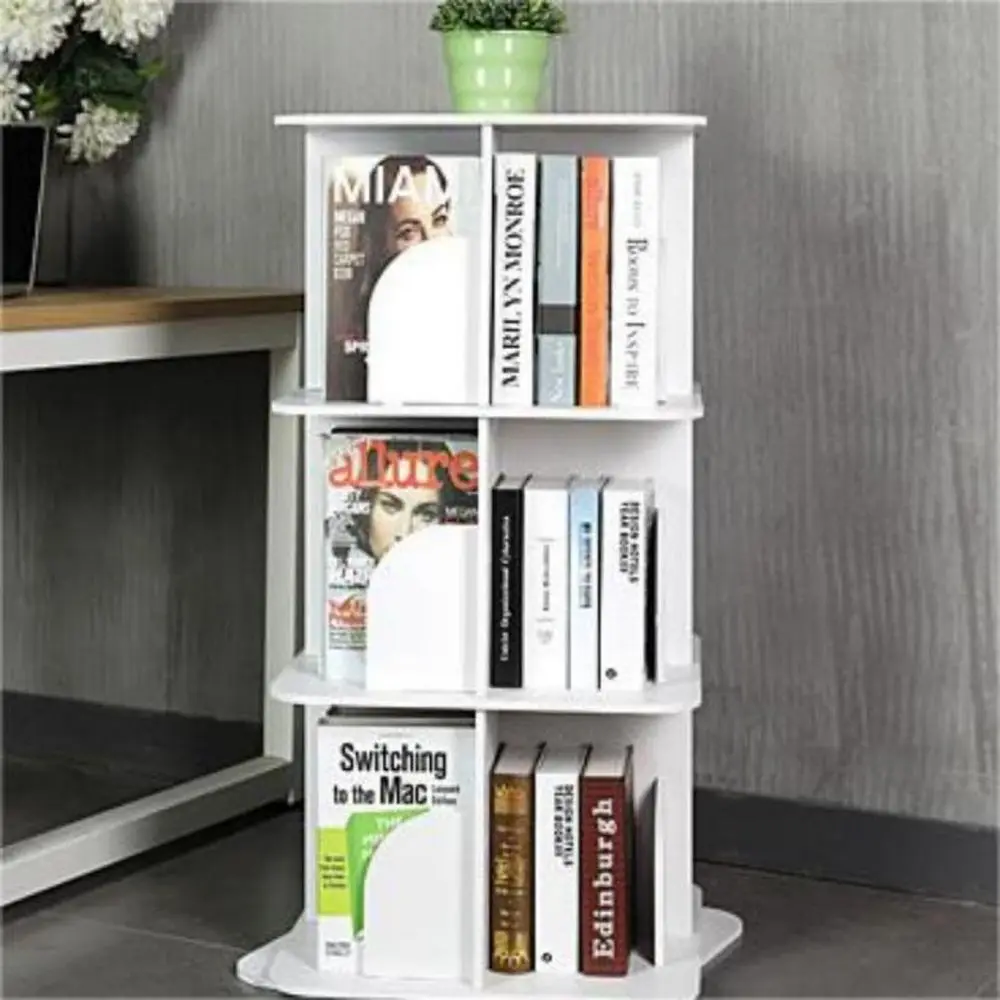 

3 Tiers Rotating Bookshel, 360° Revolving Bookcase ern Display Spinning Bookcase Standing Bookshel Tower White Bookshel Organize