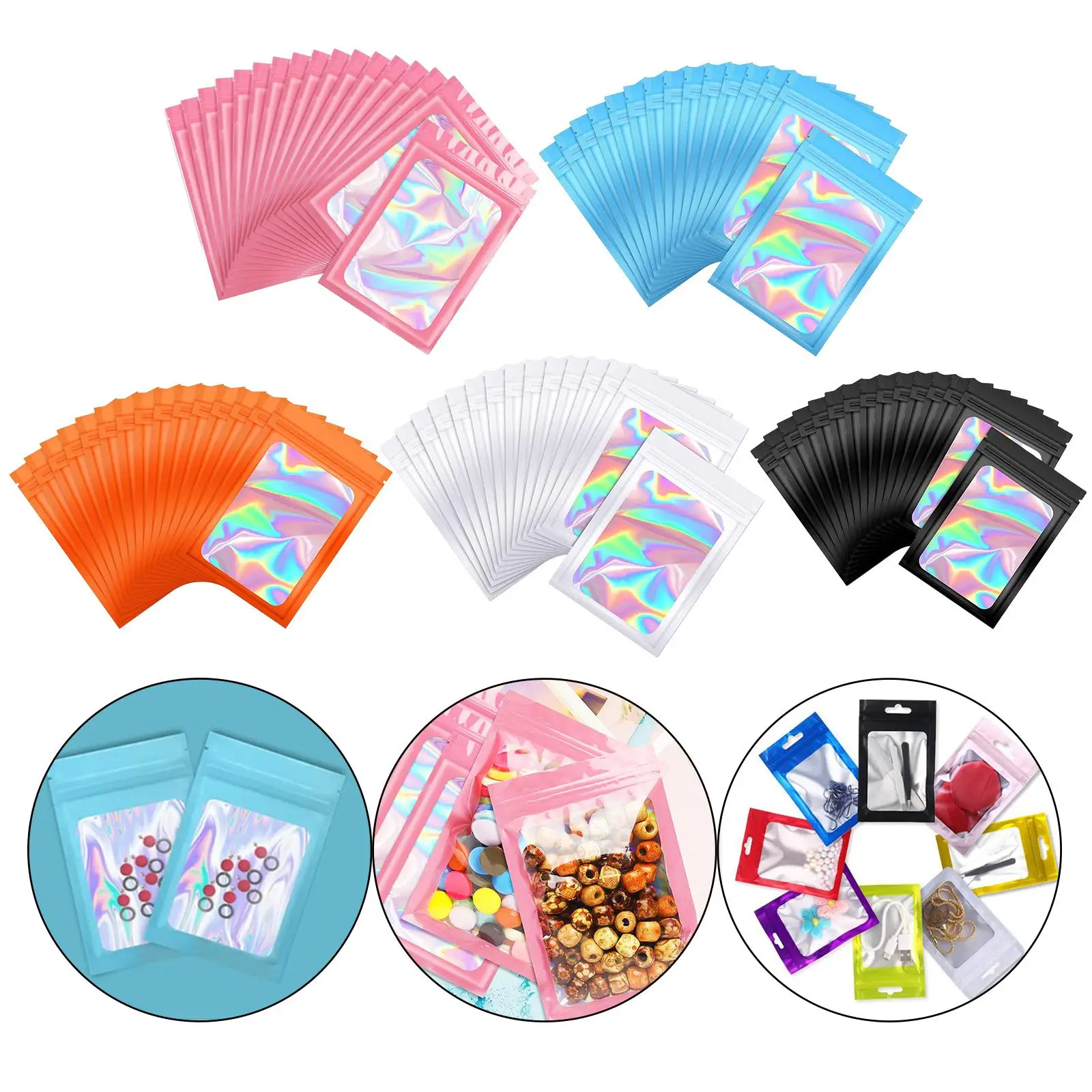 

100 голографических упаковочных пакетов для оборудования, блестящая электроника, сухофрукты