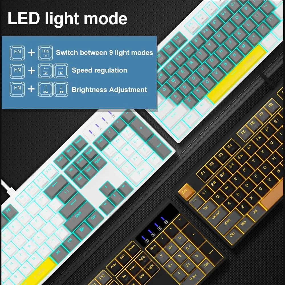 E-YOOSO Z14 USB Mechanical Gaming Wired Keyboard Red Blue Switch Monochrome LED Backlit 104 Key Gamer for Computer Laptop