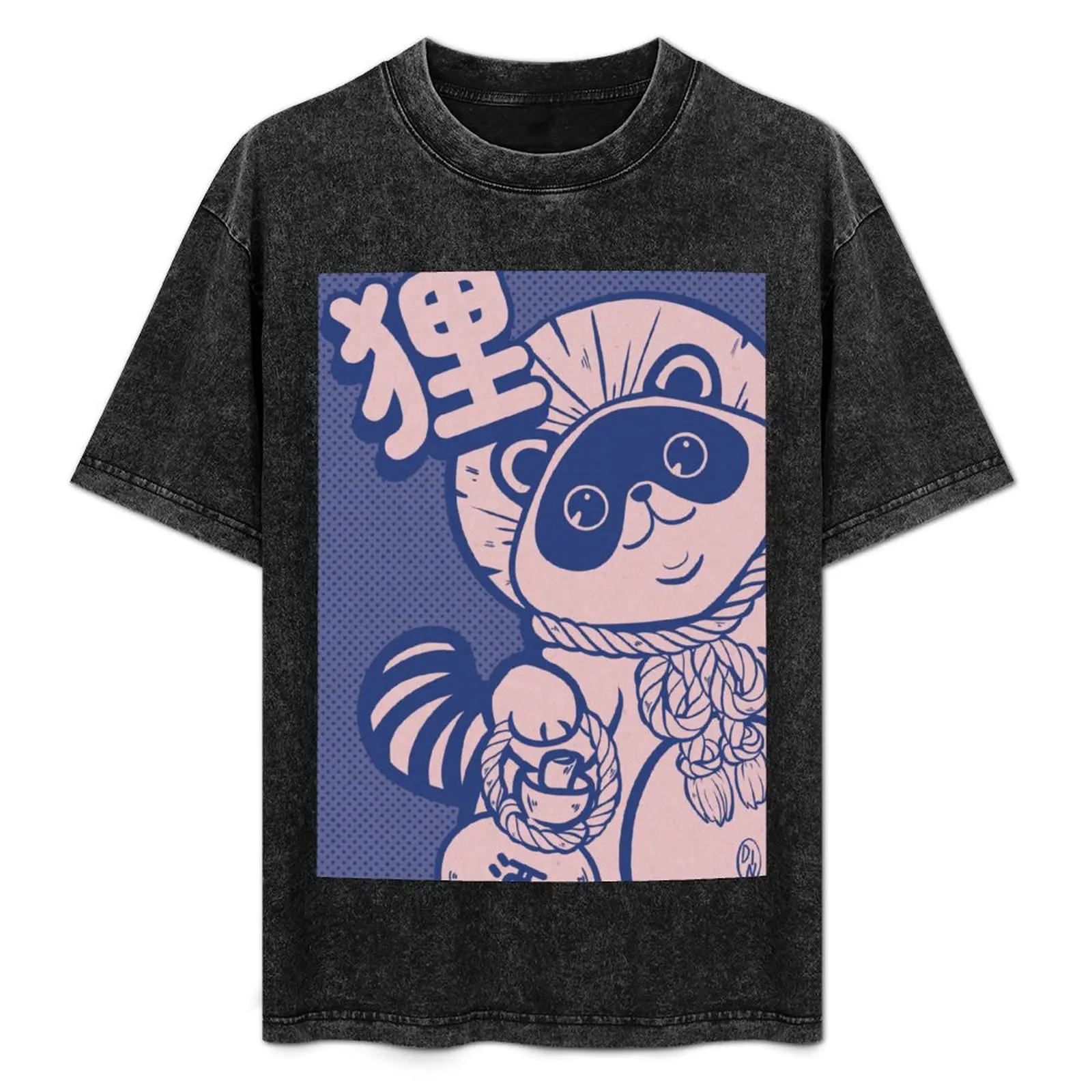 

cute illustration of a tanuki T-Shirt Work Basic Short Sleeve Top