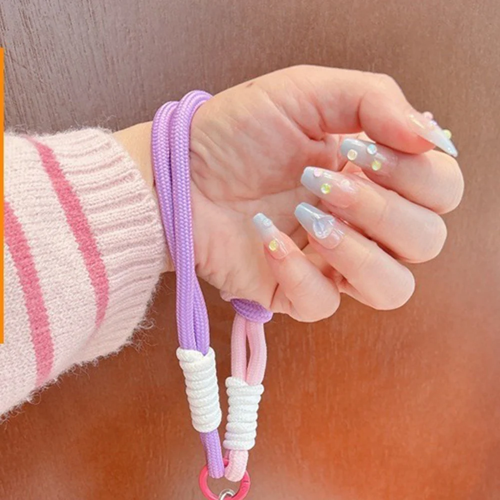 Portable Nylon Phone Straps Cord Mobile Phone Lanyard Nylon Rope Keychain Anti-loss Rope Woven Colorful Keyring Cute Pendant