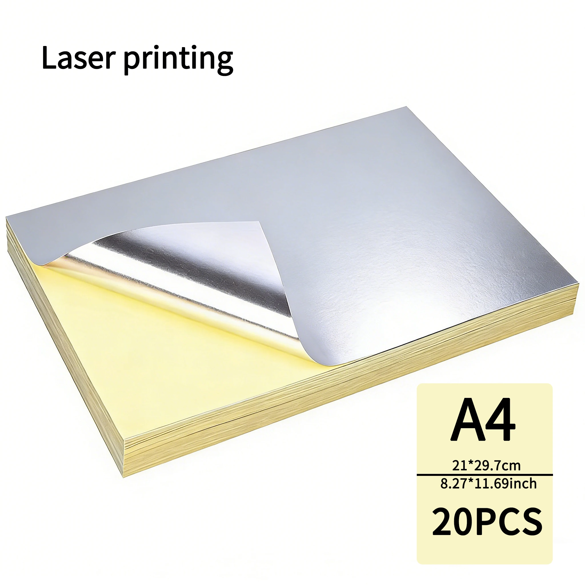 A4 20 STKS Mat Zilver Kleefpapier Waterdicht Scheurbestendig Sterk klevende sticker voor inkjetlaserprinten