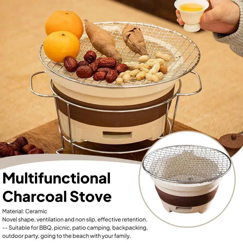 

Multipurpose Charcoal Stove Clay Stove Easy to Use Detachable for Backyard Garden Carbon Furnace Barbecue Grill Barbecue Tools