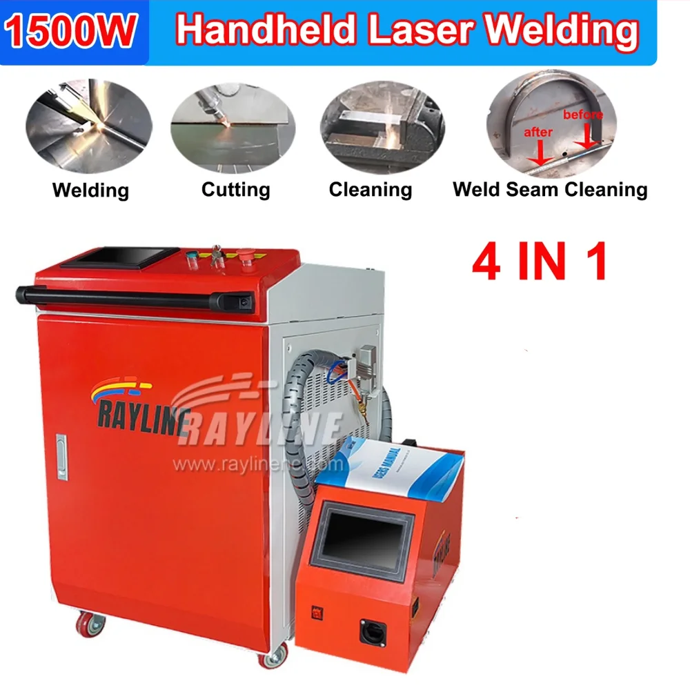 RAYLINE 4 in1 Fiber Laser Welding Machine 1500W Handheld Laser Welding Cutting Cleaning for Stainless Steel Brass Aluminum Metal