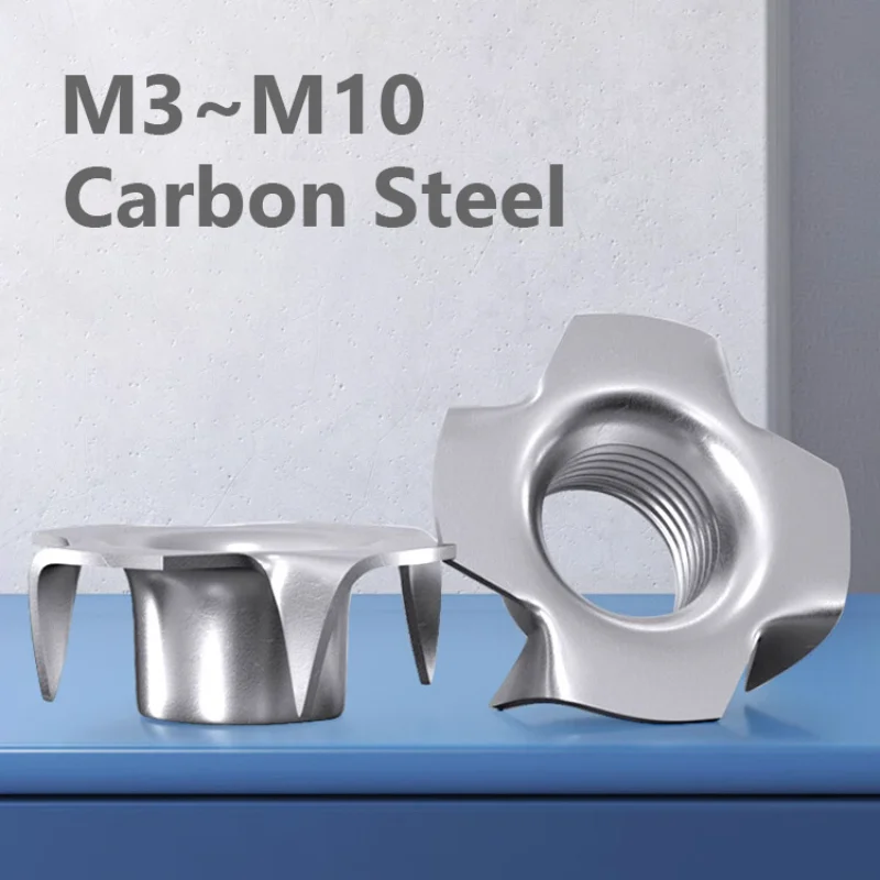 Écrous à quatre griffes en acier au carbone M3 M4 M5 M6 M8 M10 à quatre griffes frapper dans les écrous captifs en bois pour l'entretien des meubles en bois