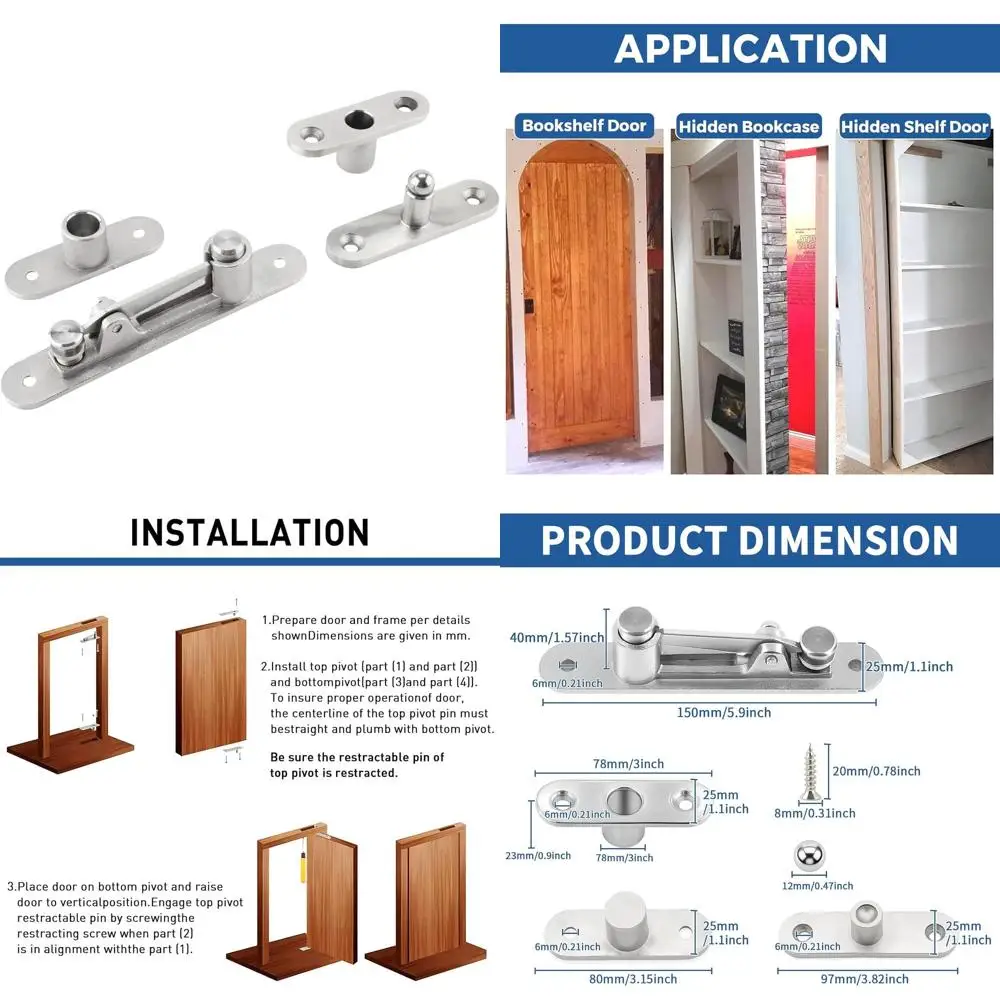 

Нержавеющая сталь 360 ° Поворотные петли для тяжелых невидимых дверей книжных шкафов