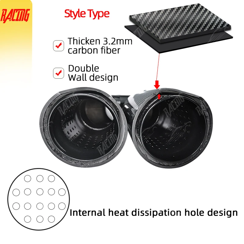 1 قطعة ألياف الكربون الأسود اللامع 80 مللي متر منفذ الخمار تلميح Y-شكل مزدوج خروج العادم الأنابيب العالمي اكسسوارات السيارات لسيارات BMW