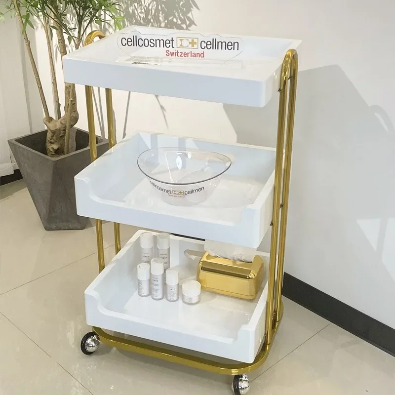 Barber Trolley Cosmetic Helper Tool Cart Mobile Auxiliary Eyelash Organizer Beauty Salon Wheels Storage Professional