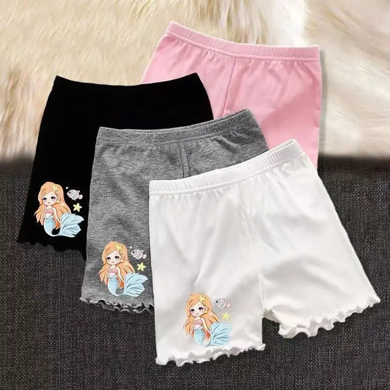 4 قطعة السراويل سلامة الفتيات الصيف الاطفال الكرتون حورية البحر طباعة فتاة الملابس الداخلية الصلبة يغطي الرجل الملاكم موجز الأطفال الشاطئ بانت 1-12T #1