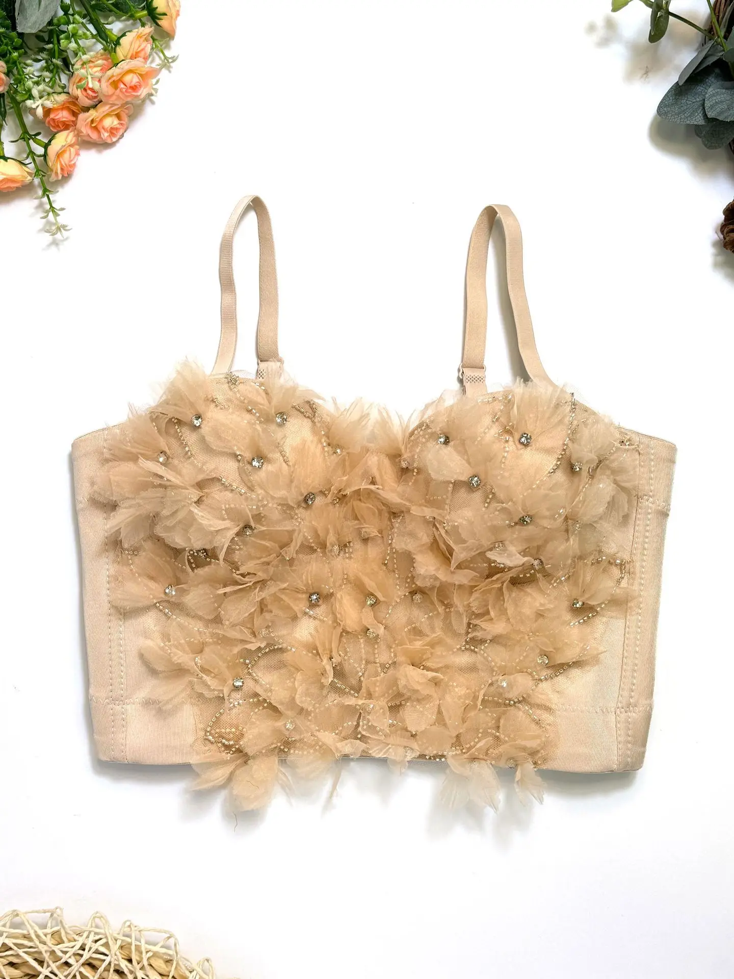 مشد على شكل هيكل السمكة مخصص للسيدات البالغات على شكل زهرة صغيرة مع ملمس راقي يتم ارتداؤه مع صدرية قصيرة مثيرة بدون حمالات #6