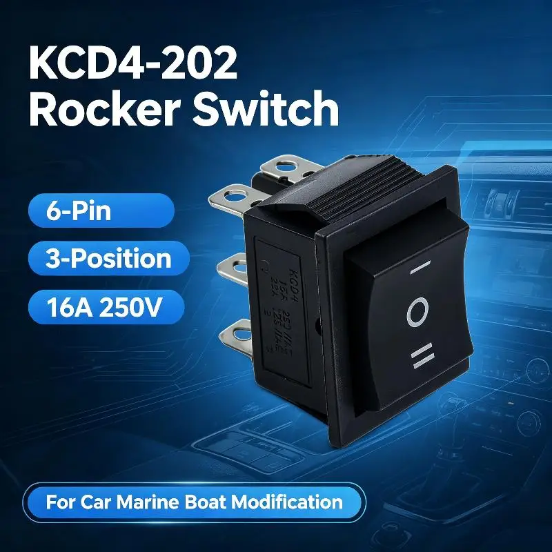 【CMO】1Pcs KCD4 Rocker Switch Ship Type Switch Rocker Power Button 4/6PIN Red Light Green Light 31x25mm16A 250v ON-OFF/ON-OFF-ON