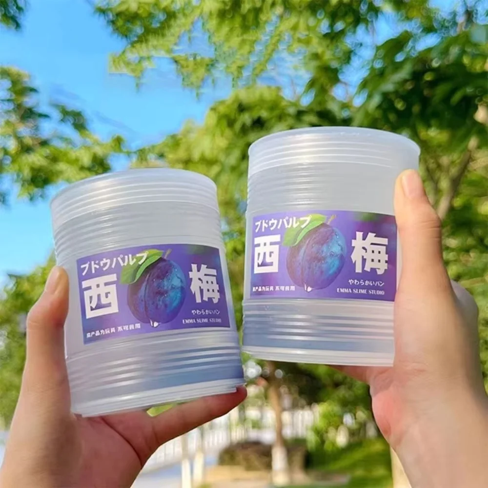 Slime Transparente com Efeito de Suco e Bolhas para Apertar, Sabores de Suco de Ameixa, Suco de Morango, Suco de Laranja, para Alívio