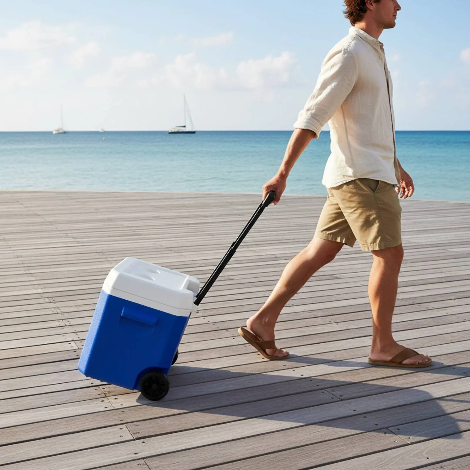Wheeled Cooler Box PU Foam Insulation Insulated Cooler Chest Portable Ice Chest Easy to Move Portable Cold Storage Box view 4