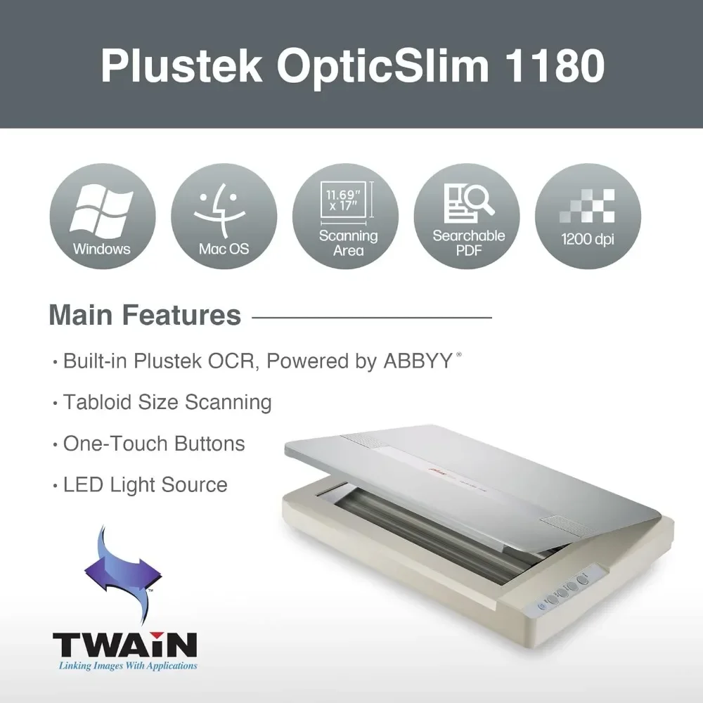 for-Plustek Large Format Flatbed Scanner OS 1180 - A3 / Tabloid/Legal Size scan, Up to 1200 DPI scan Resolution