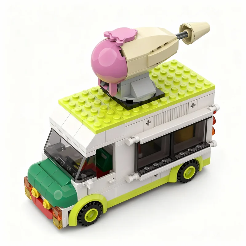 220pcs MOC Super Heroes DC Bat Joker Ice Cream Truck Model Building Blocks Architecture Toy Christmas Gift DIY 3D Collection