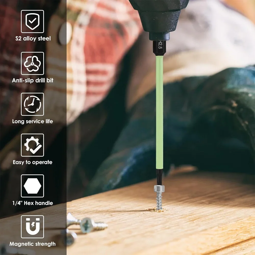 10 pçs magnético s2 aço allen chave de fenda bits 1/4 polegada liga de aço hex chave broca conjunto 100mm hex-shank impacto chave de fenda bit